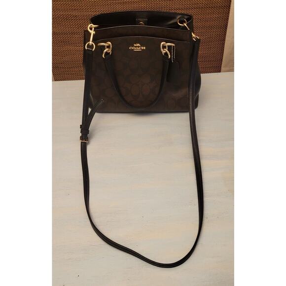 COACH Monogram Signature Brown and Black Bag Purse Satchel L1822-F39747 Women - Picture 10 of 16